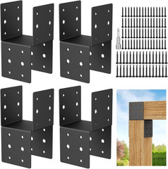 4Pcs Heavy-Duty Post Brackets Kit – 4X4 Wood Deck Mounting, 14-Gauge Steel Base