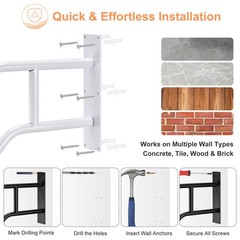 Door Handrails 22.83″ with 2 Brace Bar for Stairs Porch White