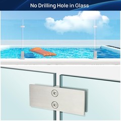LukLoy Glass to Glass Railing Clamps 180° Stainless Steel 304 Brackets Set of 10