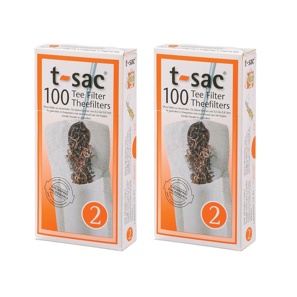 T-Sac Tea Filter Bags, Disposable Tea Infuser, Number 2-Size, 2 to 4-Cup Capa…