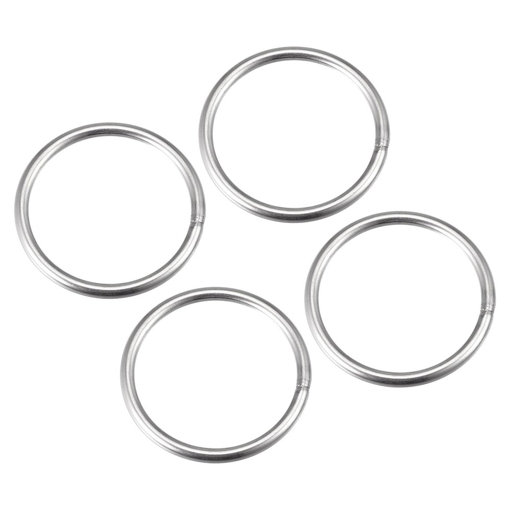 304 Stainless Steel O Rings (60mm OD 5mm Thick) 4pcs, Welded Round Ring