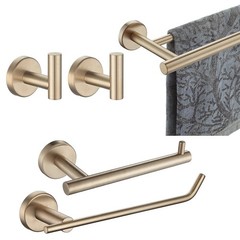 JQK 5-Piece Bathroom Hardware Set Champagne Bronze Wall Mount Towel Bar TP Holde