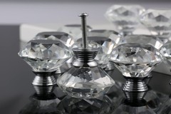 Mtsooning 2PCS Crystal Knobs Diamond Shaped Handles Clear Glass 2 Pcs,