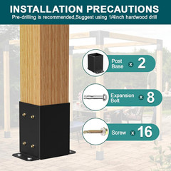 4X4 Post Base 2 Pcs, Inner Size 3.6″X3.6″ Deck Post Base, Heavy Duty Powder-Coat
