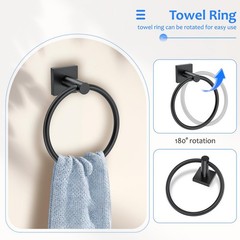 Woekme 5 Pieces Bathroom Hardware Accessories Set Matte Black Towel Bar Set