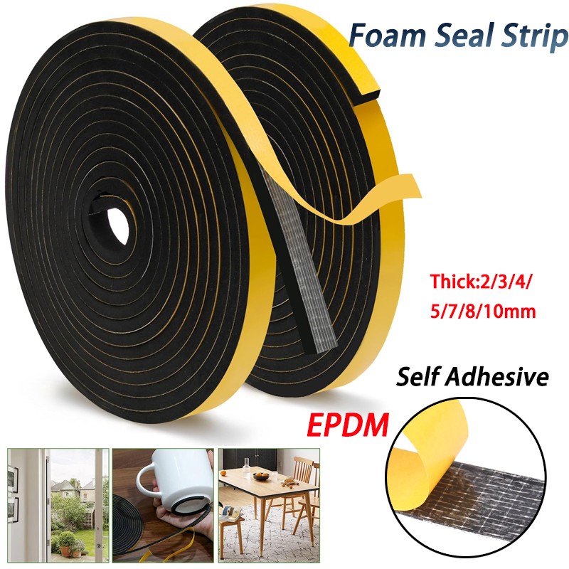 EPDM Rubber Self Adhesive Backed Foam Seal Strip Foam Gasket Thick 2mm-10mm