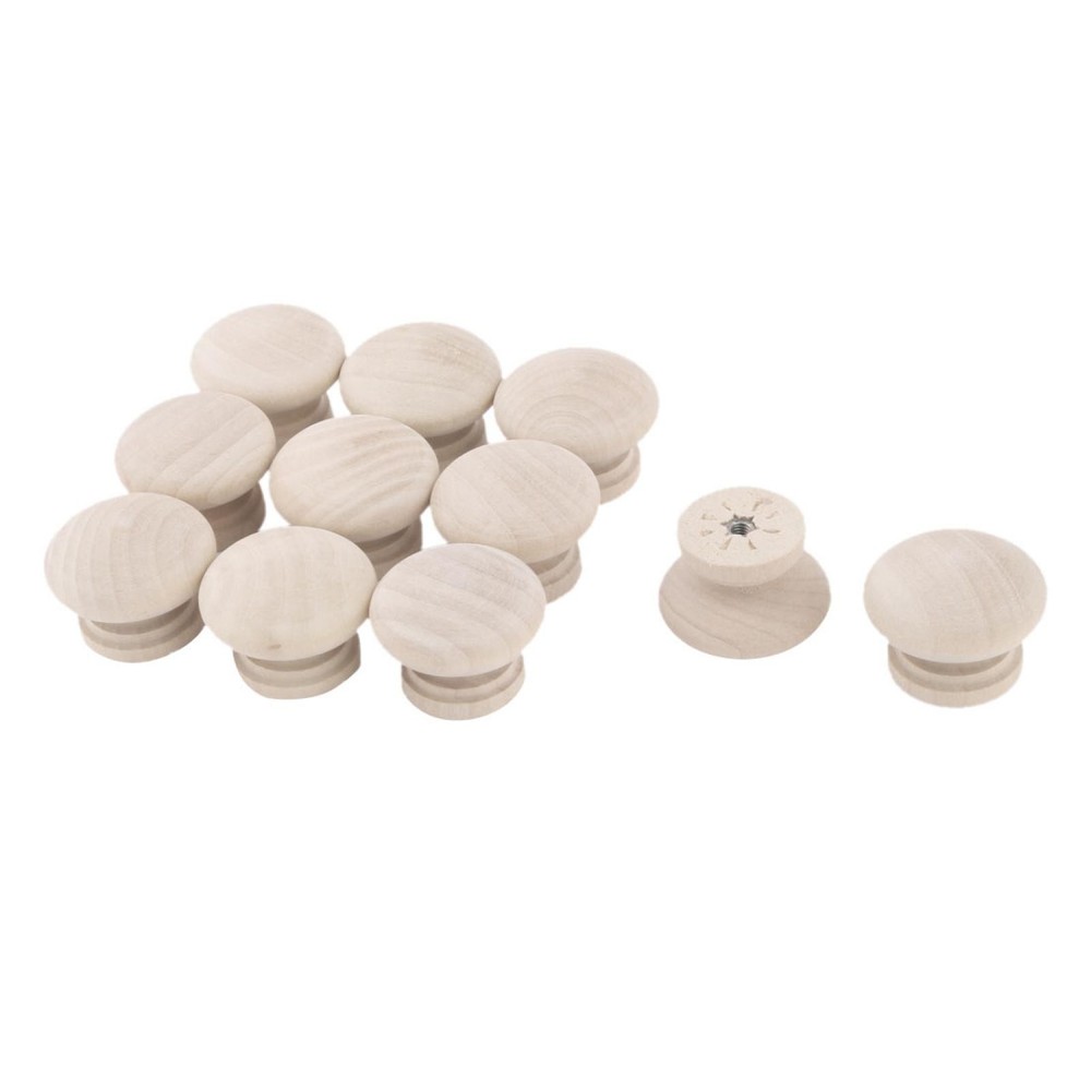 Home Wood Round Furniture Wardrobe Dresser Door Pull Handle Grip Knob 11pcs