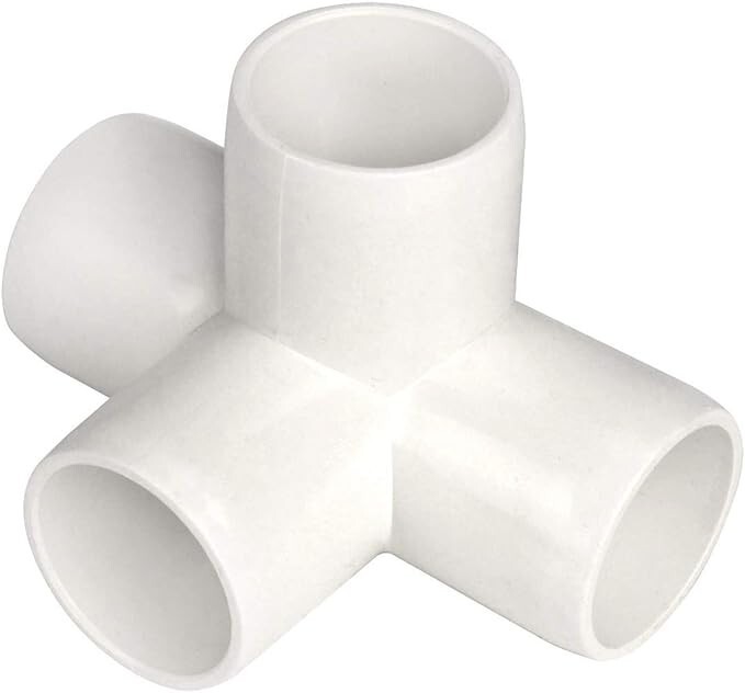 3/4″ Furniture Grade 4-Way Side Outlet Tee PVC Fitting – 4 Pack