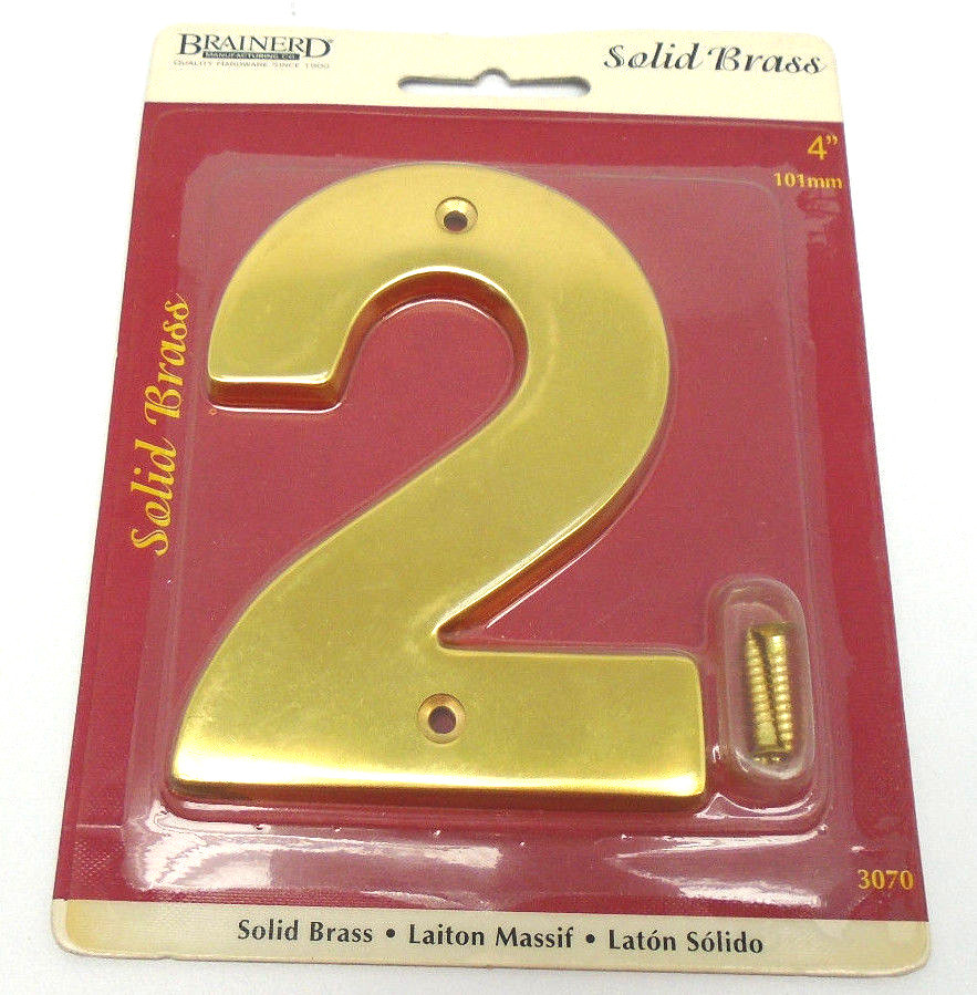 Brainerd 3070 4″ House Number 2 3 8 You Pick # Solid Brass Polished Brass 688ABC