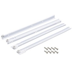 16″ Keyboard Slide Glide Roller Wheel Cabinet Drawer Runner White 1 Pair