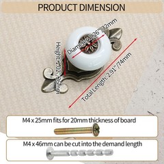 suiwotin 4pcs Ceramic Knobs White Dresser Knobs, Vintage 4 Pieces,