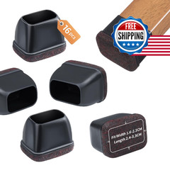Ezprotekt 16 Pcs Rectangle Black Felt Chair Leg Floor Protectors For Hardwood