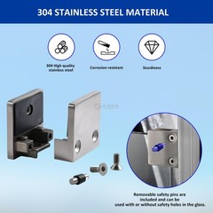Glass Clampย4pcs Adjustable Glass Shelf Bracket 1/3 1/2 304 Stainless Steel G