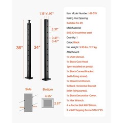 Stainless Cable Rail Post 30° Holes 3in Spacing