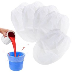 5 Pcs 5 Gallon Paint Filter Bags Fine Mesh Bucket Strainer Elastic Top Set