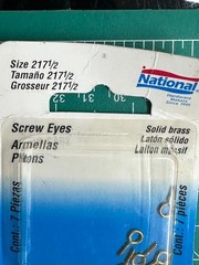 7-pack 7/PC National Hardware N118-752 Bright Brass Mini Screw Eye Bolts 11/16″