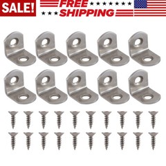 10Pcs Heavy Duty L Shape Steel Corner Brace 90° Right Angle Bracket w/Screws