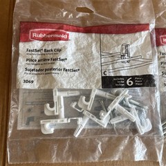 Rubbermaid FastSet Back Clip 3D69 Shelf Bracket 6 Piece Lot Of 2 White