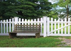 4×8 PVC VINYL DENVILLE TRADITIONAL PICKET SCALLOP TOP FENCE PANEL w/POST & CAP