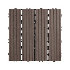 Interlocking Deck Tiles Plastic Wood, 27 Pack,12″x12″ 27 sq. ft Waterproof Outdo