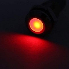 12V-24V AC/DC Waterproof Metal Shell Red LED Warning Light, 8mm Pan Color: Red