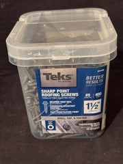 Teks #9 x 1-1/2 in. HEX WASHER HEAD SHARP PT METAL-TO-WOOD ROOFING SCREWS 400CT