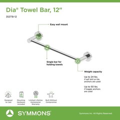 Symmons 353Tb-12 Dia 12 In. Wall-Mounted Towel Bar In Polished Chrome