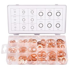 150PCS 15 Sizes Copper Washers Metric Sealing Assortment Set M17.5-M5 Flat Ring