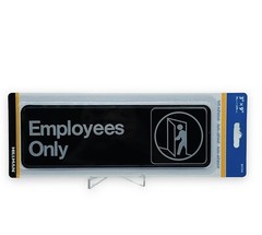 Employees Only Sign 3″x9″ Peel & Stick Brown & White Plastic 841744 Hillman NEW