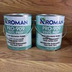 Lot Of 2 Roman PRO-909 1gal Vinyl Prep Clear Wallpaper Primer-1PK