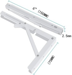White Folding Shelf Brackets, 220lb Heavy Duty DIY Wall Mount SpaceSaver forTabl
