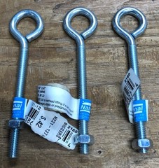 New National Eye Bolt, Zinc, 1/4 x 4-In. Set of 3 #N221-127.
