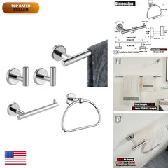 Jqk Bathroom Hardware Set Chrome 5-Piece Bath Accessories Set Polished Chrome
