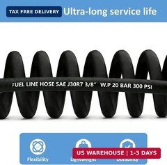 3/8 Inch (10mm) ID Fuel Line Hose 10FT NBR Rubber Push Lock Tubing High Pressure