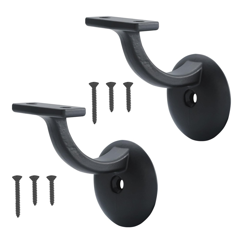 2 PCS Matte Black Heavy Duty Stair Brackets Hand Rail Support Hardware Wall