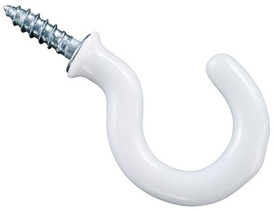 Cup Hook, White Vinyl-Coated, 1 In., 30-Pk. – N119-728