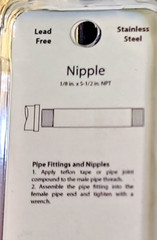 5 Pack Smith Cooper International pipe Nipple Stainless Steel 1/8″ X 5-1/8 “