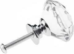 12 Pack Drawer Knobs Diamond Shaped Crystal Glass 30mm 30 mm, 12 Pack, Silver