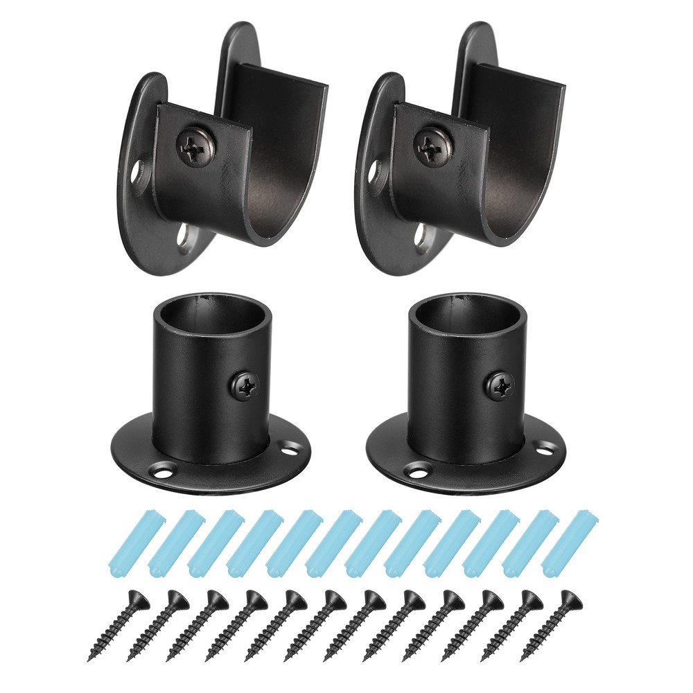 1” Dia Stainless Steel Closet Pole Socket Closet End Supports with Screws, 4Pcs