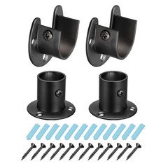 1” Dia Stainless Steel Closet Pole Socket Closet End Supports with Screws, 4Pcs