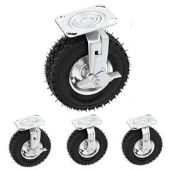 10 Inch Pneumatic Caster Wheels with Brake, 1200 lbs Capacity，Set of 4 (2