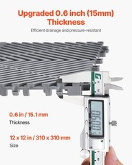 Interlocking Drainage Mat, 12” x 12” Modular Interlocking Cushion, 55 Pcs Splici