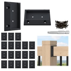 Muzata 20Pcs Deck Railing Brackets Connectors Connector-20pack, black