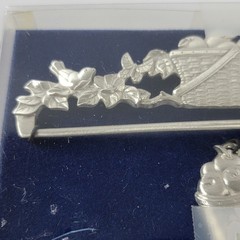 Bell Pull Holly Apple Basket Silver Tone Metal Decor 6 Inch Lot x2 Vintage