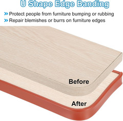 TPE U-Shape Edge Banding, 13/16 Inch X 16.4Ft Self Adhesive Flexible Veneer Edgi